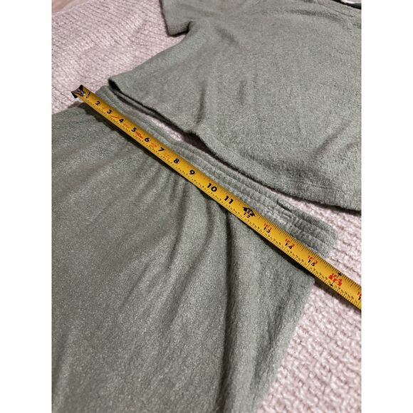 NWT Double Zero Sage Green Terry Knit Two Piece Set L Cropped Top Midi Skirt - Picture 6 of 8